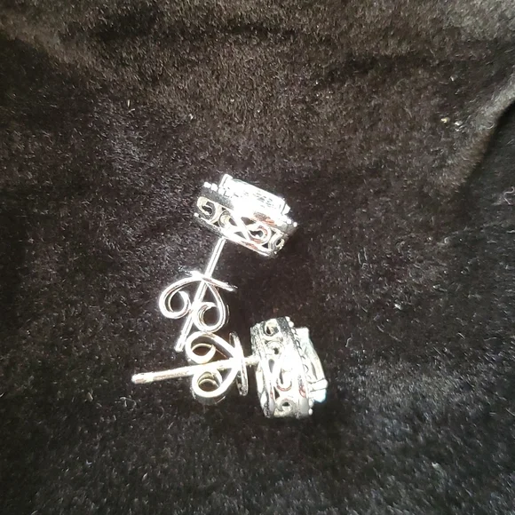 Aquamarine Gemstone and Diamond Accent Sterling Silver Stud Earrings - Picture 5 of 7